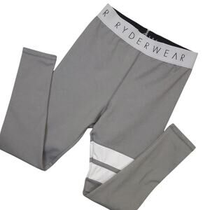 Ryderwear Women's Block Banded High Rise Leggings Sz Medium Activewear Gym Gray